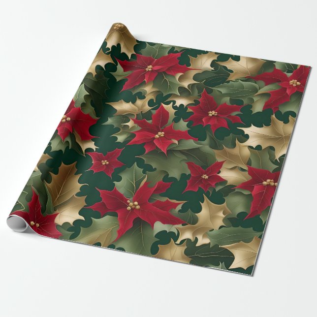poinsettias galore wrapping paper (Unrolled)
