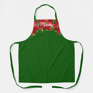 Poinsettias Green Personalised Apron