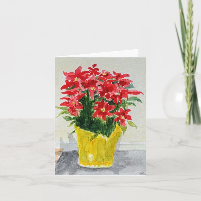 "Poinsettias" Holiday Card (Front)
