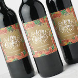 Poinsettias Merry Christmas on Gold Wine Label<br><div class="desc">Merry Christmas in chic white lettering on a splash of faux gold foil,  these wine bottle labels feature a background of modern gold squiggles over bold red and gold poinsettias and leaves. Personalised with your name. MATCHING paper plates,  napkins and MORE designs in our store.</div>