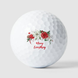 Poinsettias Merry Everything Christmas Holiday Golf Balls