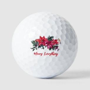 Poinsettias Merry Everything Christmas Holiday Golf Balls