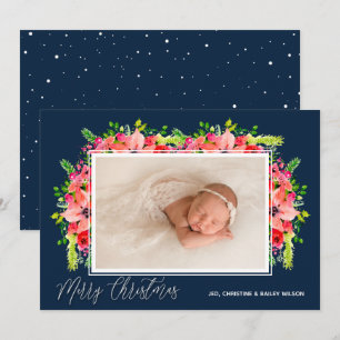 Poinsettias Photo Christmas Holiday Card