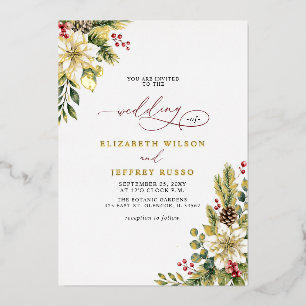 Poinsettias Pinecones Botanical Christmas Wedding