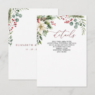 Poinsettias Pinecones Botanical Christmas Wedding Enclosure Card