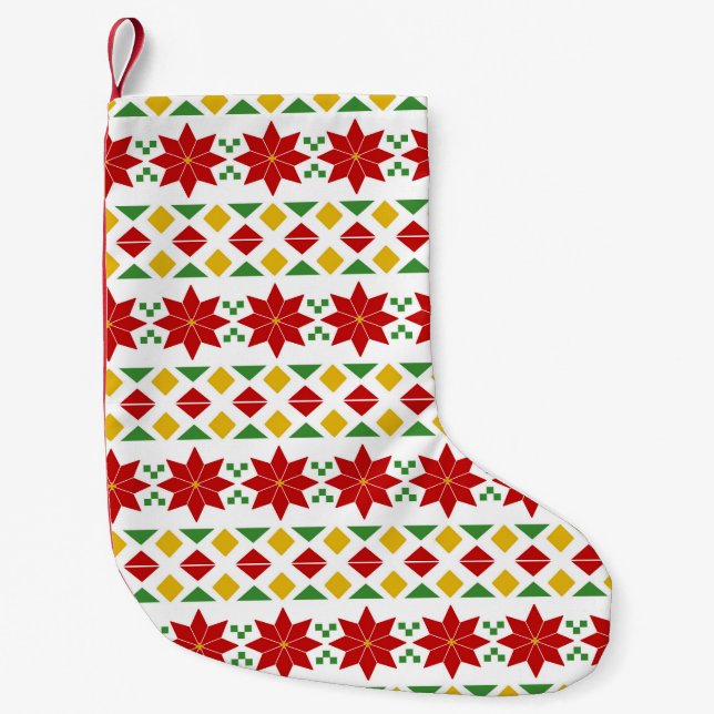 Poinsettias Small Christmas Stocking (Front)