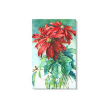 Poinsettias Vintage Art Wrapped Canvas