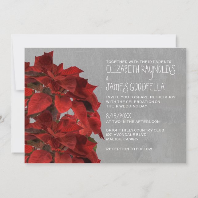 Poinsettias Wedding Invitations (Front)