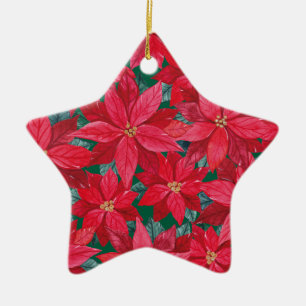 Poinsettias Winter Shelter Ceramic Tree Decoration