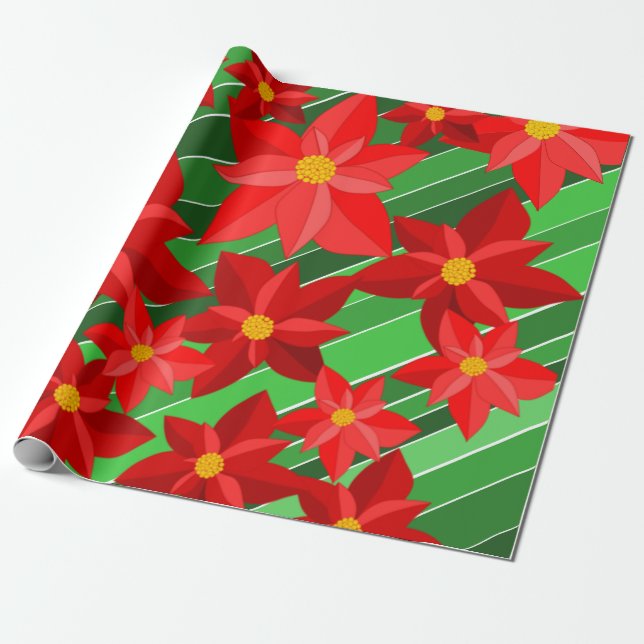Poinsettias Wrapping Paper (Unrolled)