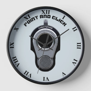 Point And Clock Gun Drawing With Your Name Funny