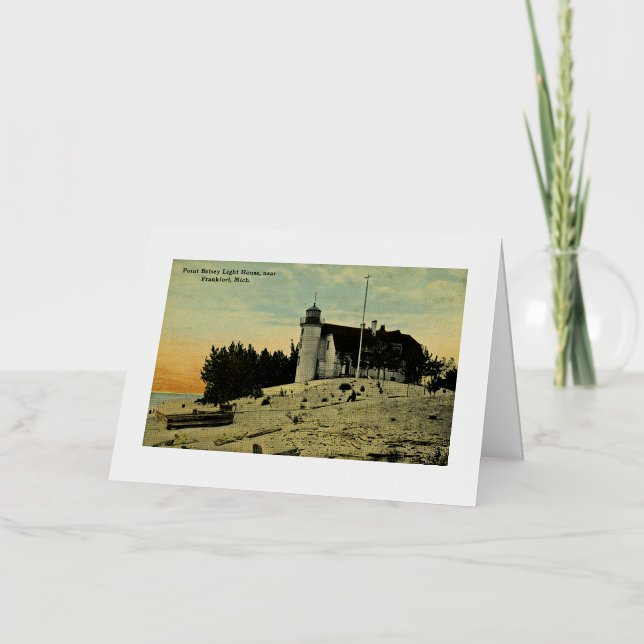 Point Betsey Lighthouse near  Frankfort Michigan Foil Greeting Card (Front)