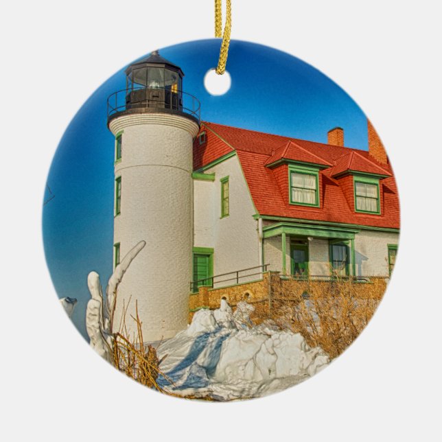 Point Betsie Ceramic Tree Decoration (Front)