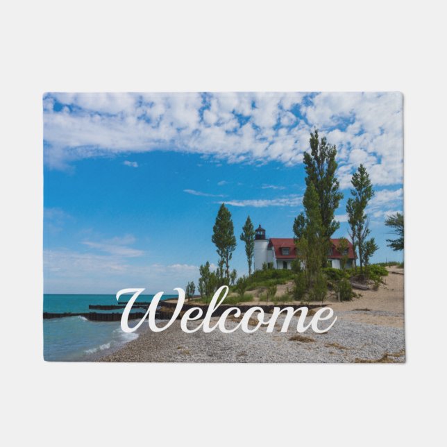 Point Betsie Light Welcome Doormat (Front)