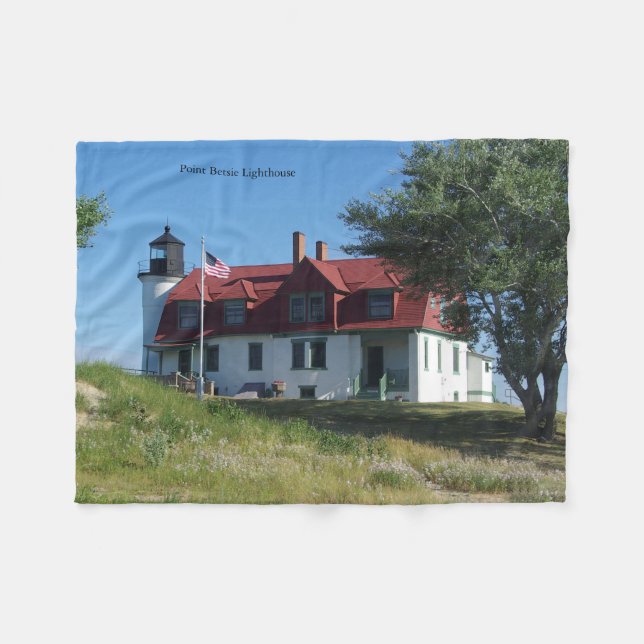 Point Betsie Lighthouse fleece blanket (Front (Horizontal))