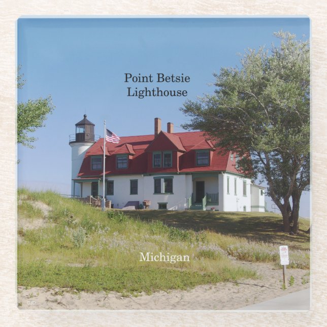 Point Betsie Lighthouse glass coaster (Front)