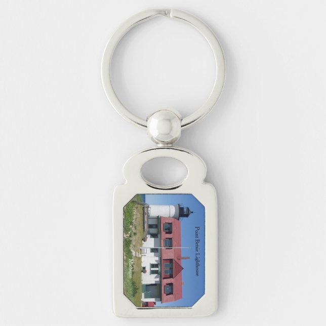 Point Betsie Lighthouse rectangle metal key chain (Front)