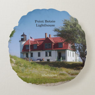Point Betsie Lighthouse round pillow