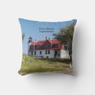 Point Betsie Lighthouse square pillow