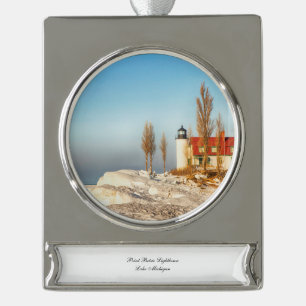 Point Betsie Silver Plated Banner Ornament