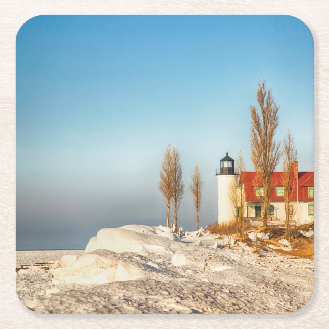 Point Betsie Square Paper Coaster (Front)