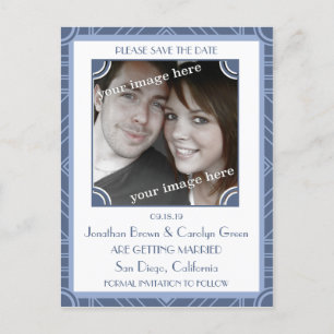 Point Block Purple Art Deco Save the Date Postcard