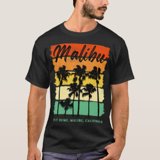 Point Dume Malibu California Palm Trees Retro Trav T-Shirt