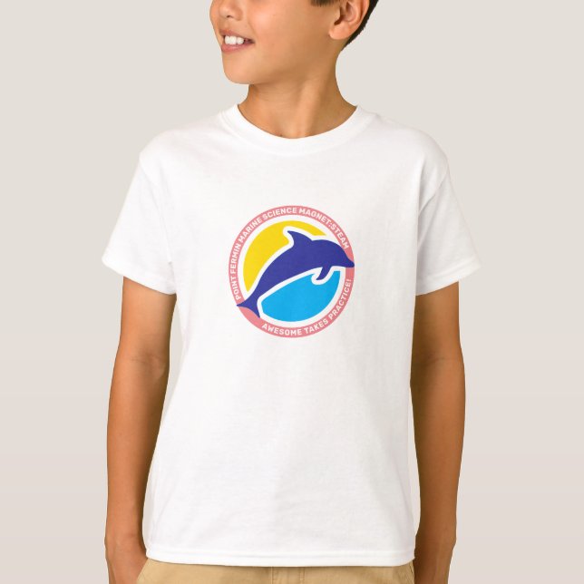 Point Fermin Elementary School Motto Dolphin Color T-Shirt (Front)