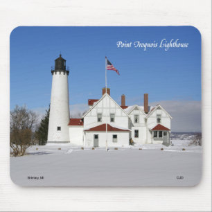 Point Iroquois Lighthouse winter mousepad
