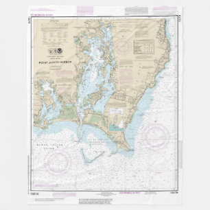 Point Judith Harbour Nautical Chart 13219 Fleece Blanket