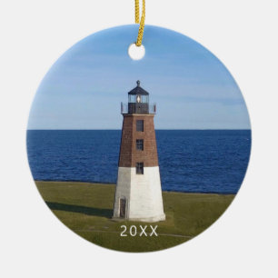 Point Judith Narragansett Lighthouse Ceramic Tree Decoration