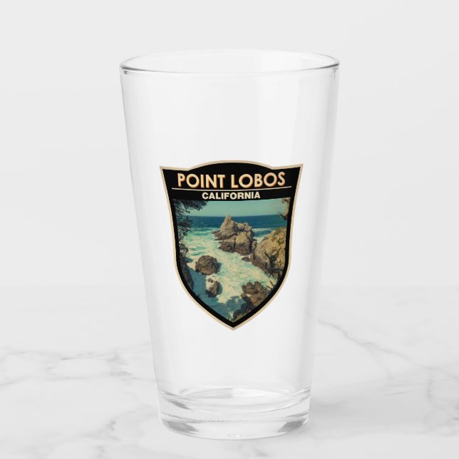 Point Lobos California Travel Vintage Badge Glass (Front)