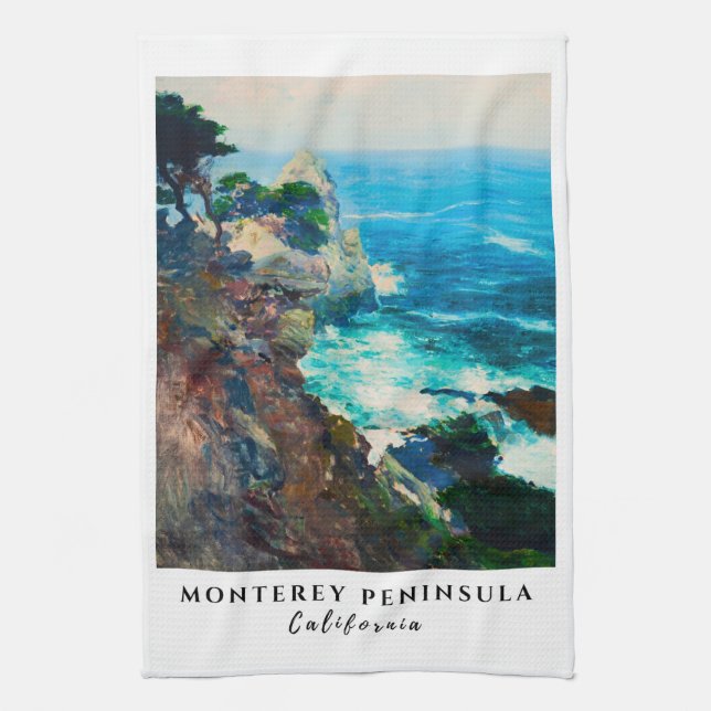 Point Lobos Monterey Peninsula California Coast Tea Towel (Vertical)