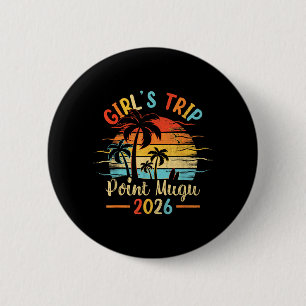 Point Mugu Beach CA Palm Tree Vintage Sunset Girls 6 Cm Round Badge