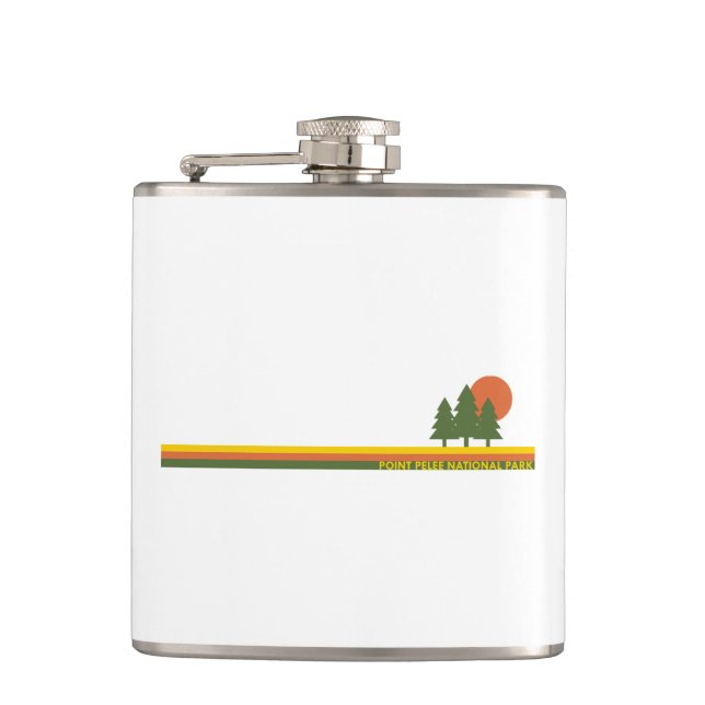 Point Pelee National Park Pine Trees Sun Hip Flask (Front)