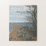 Point Pelee National Park Travel Art Vintage Jigsaw Puzzle<br><div class="desc">Point Pelee National Park vector art design. The Park consists of a peninsula of land,  mainly of marsh and woodland habitats,  that tapers to a sharp point as it extends into Lake Erie.</div>