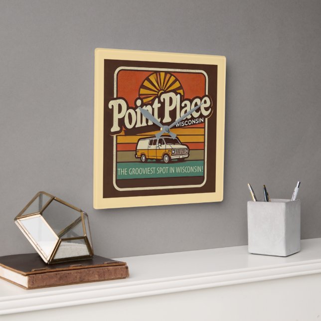 Point Place Wisconsin Square Wall Clock (Office)