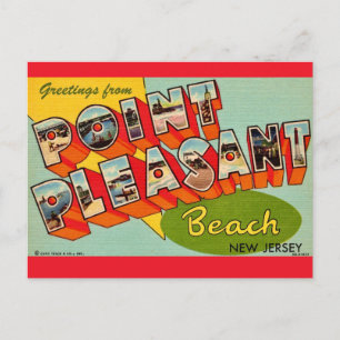 Point Pleasant Beach NJ Greetings Map Postcard