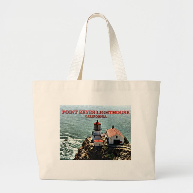Point Reyes Lighthouse, California Large Tote Bag (Front)