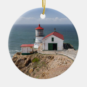 Point Reyes Lighthouse, Marin County, California Ceramic Tree Decoration