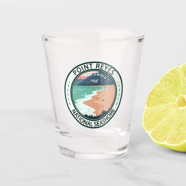 Point Reyes National Seashore California Badge Shot Glass (Front)