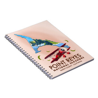 point reyes national seashore travel poster. notebook