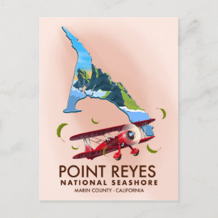 point reyes national seashore travel poster. postcard