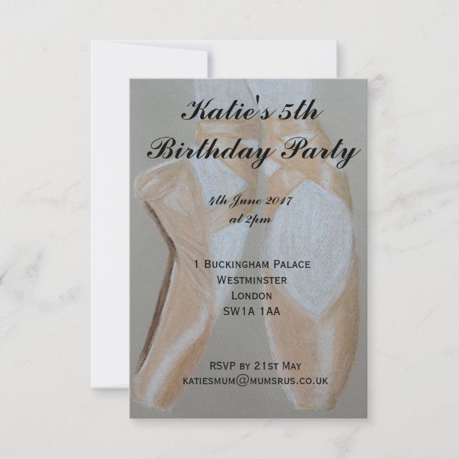 Pointe ballet shoes party invitation (Front)