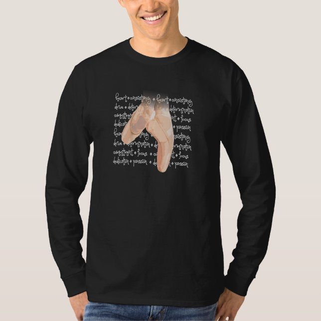 Pointe Shoe Ballet Terminology Back Print Dancer T-Shirt (Front)