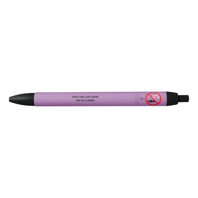 Pointe Shoe Warning Lavender Personalised Black Ink Pen (Front)