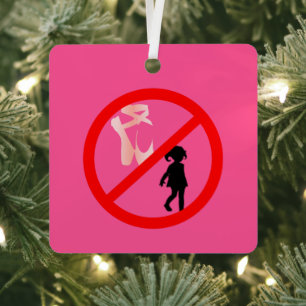 Pointe Shoes Warning Hot Pink Metal Tree Decoration