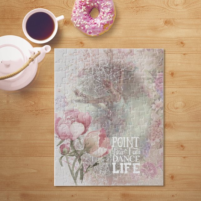 Pointe Your Toes Dance Life Ballerina Floral Jigsaw Puzzle (Creator Uploaded)
