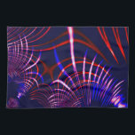 Pointed curves from blue to red and white. Lilac? Tea Towel<br><div class="desc">This image was original of lines one that I subjected to a 'waves' effect - in an image editor - and they became zig zag, plus a 'fractal' effect to repeat them and, I changed the colours (extracted and replaced) originating many different versions, one of which I liked is this...</div>