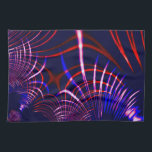 Pointed curves from blue to red and white. Lilac? Tea Towel<br><div class="desc">This image was original of lines one that I subjected to a 'waves' effect - in an image editor - and they became zig zag, plus a 'fractal' effect to repeat them and, I changed the colours (extracted and replaced) originating many different versions, one of which I liked is this...</div>